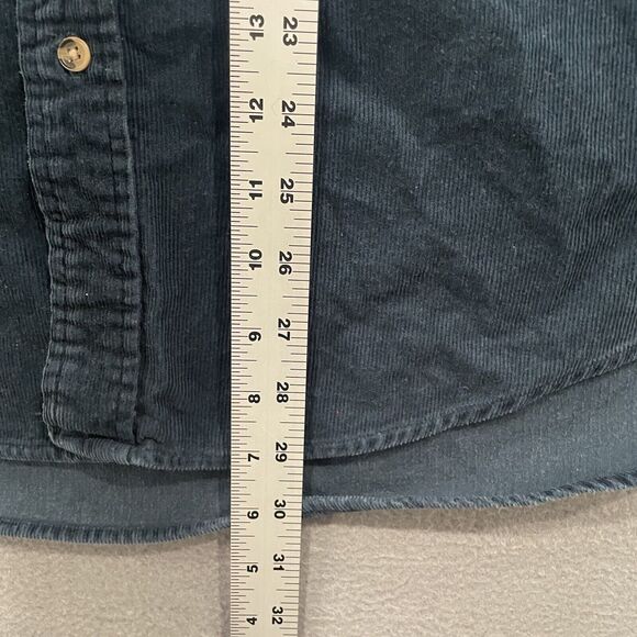 Vintage Cabelas Shirt Mens Large Corduroy Green Blue Long Sleeve Heavyweight - Picture 11 of 11